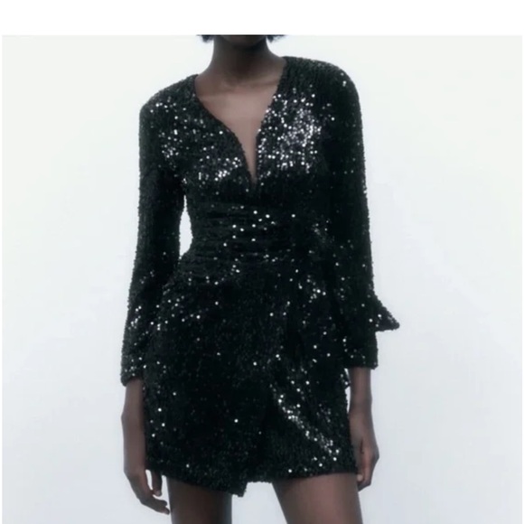 NWT BLOGGERS FAVORITE ZARA SEQUIN BLAZER DRESS - Picture 4 of 10